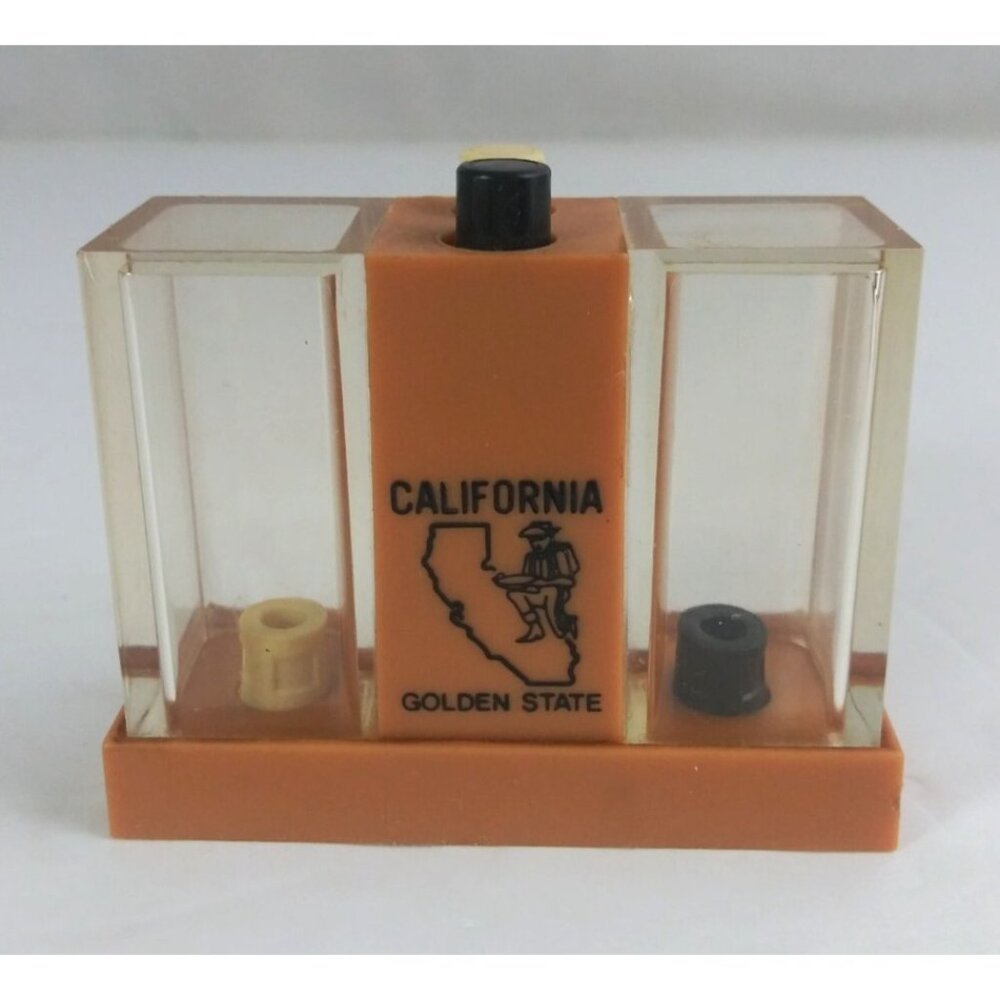 Whirley Gold Miner Golden State California Push Button Salt & Pepper Shakers